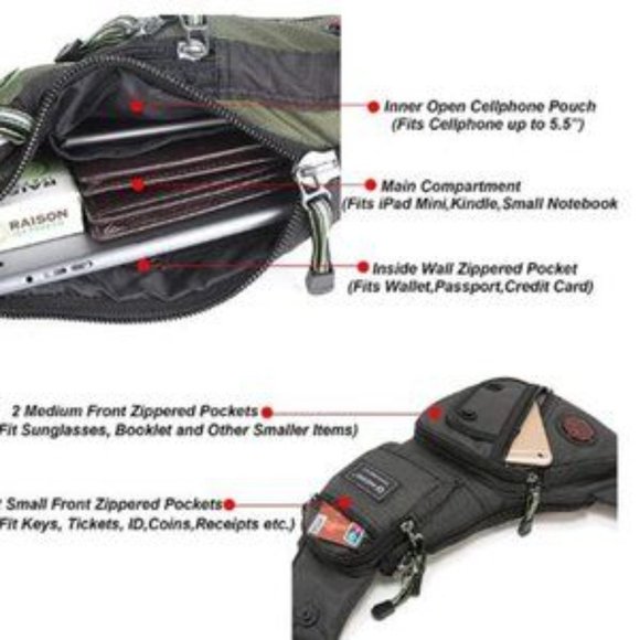 Sling Bag Chest Shoulder Backpack Fanny Pack Crossbody Bags for Men - Picture 3 of 6